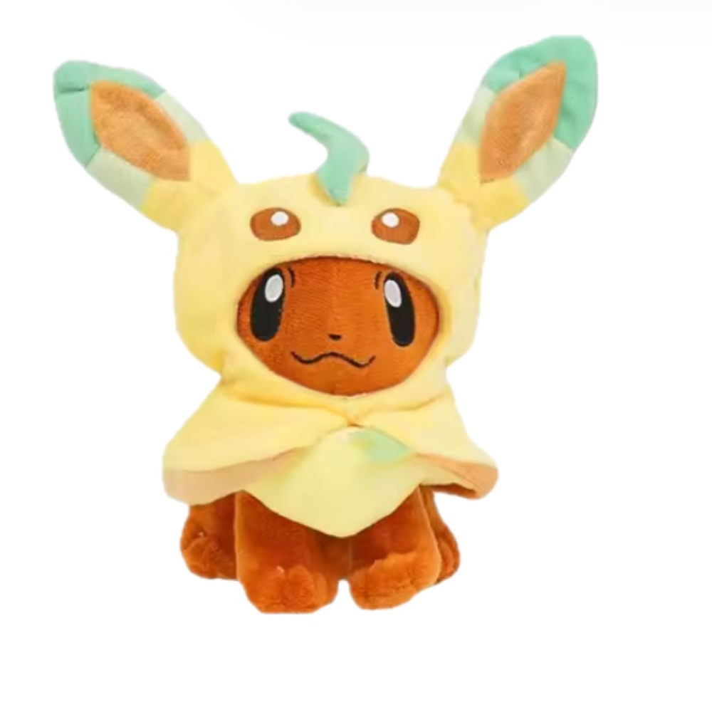 Pokemon Eevee Plush with leafeon Costume Hoodie – 20cm Collectible Toy, Cute